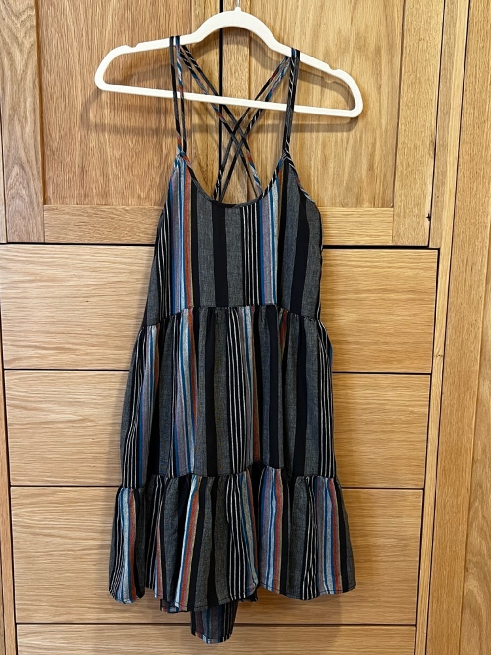 Outerknown x Piece&Co Baja Strappy Mini Dress Grey Stripes Size XS NWT Beach